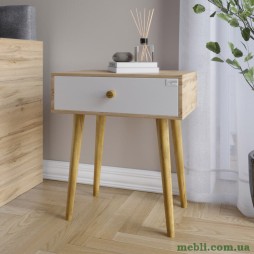 Тумба приліжкова LION Хьюге-4 Дуб Аппалачі/Німфея Альба (білий)