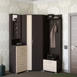 Передпокій Еверест Бриз-3 з кутовою шафою ШКУ-14 (3 елементи) венге/дуб молочний