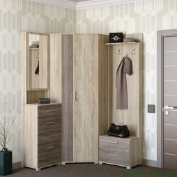 Передпокій Еверест Бриз-3 з кутовою шафою ШКУ-14 (3 елементи) сонома/трюфель