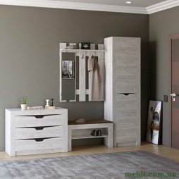 Передпокій Еверест Ліберті 4 (модульний - 5 елементів) шафа-пенал лівий, дуб крафт білий