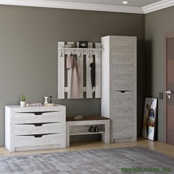 Передпокій Еверест Ліберті 5 (модульна - 4 елементи) шафа-пенал правий, дуб крафт білий