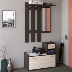 Передпокій Еверест Тандем з вішалкою та тумбою (правий) для взуття венге/дуб молочний