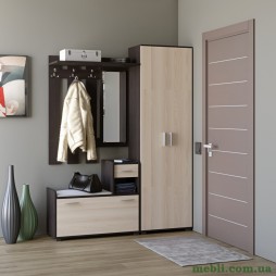 Передпокій Еверест Тандем з розпашною шафою ШП-1 і тумбою (права) венге темний+дуб молочний