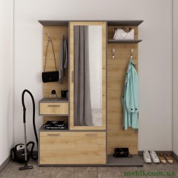 Передпокій Doros Фінч 145х37х202 Графіт/Дуб артизан