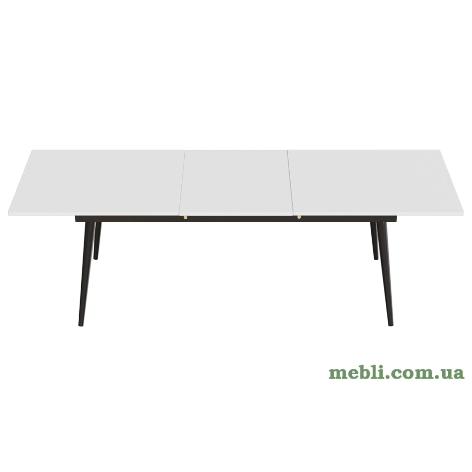 Стіл журнальний трансформер Dandi Small Ferrum-decor 45x120(160)x60 Чорний метал ДСП Білий
