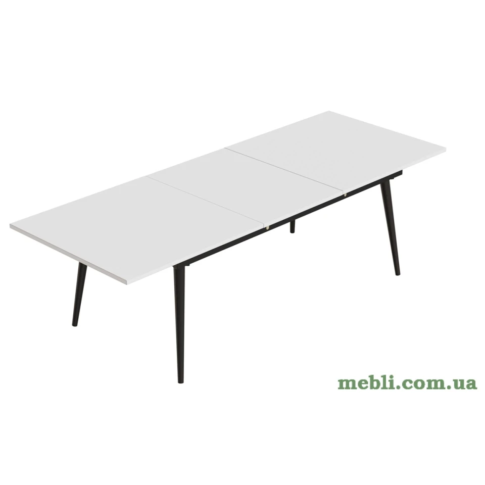 Стіл журнальний трансформер Dandi Small Ferrum-decor 45x120(160)x60 Чорний метал ДСП Білий