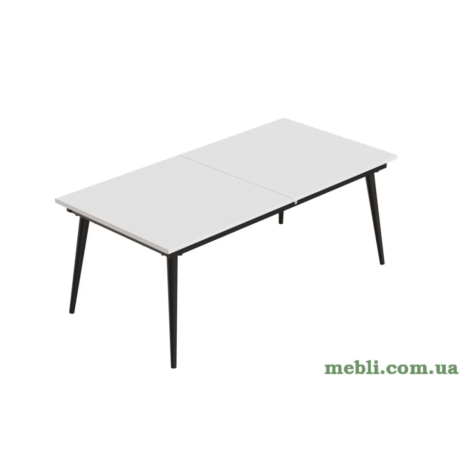 Стіл журнальний трансформер Dandi Small Ferrum-decor 45x120(160)x60 Чорний метал ДСП Білий