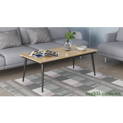 Стіл журнальний трансформер Dandi Small Ferrum-decor 45x120(160)x60 Чорний метал ДСП Дуб Артизан