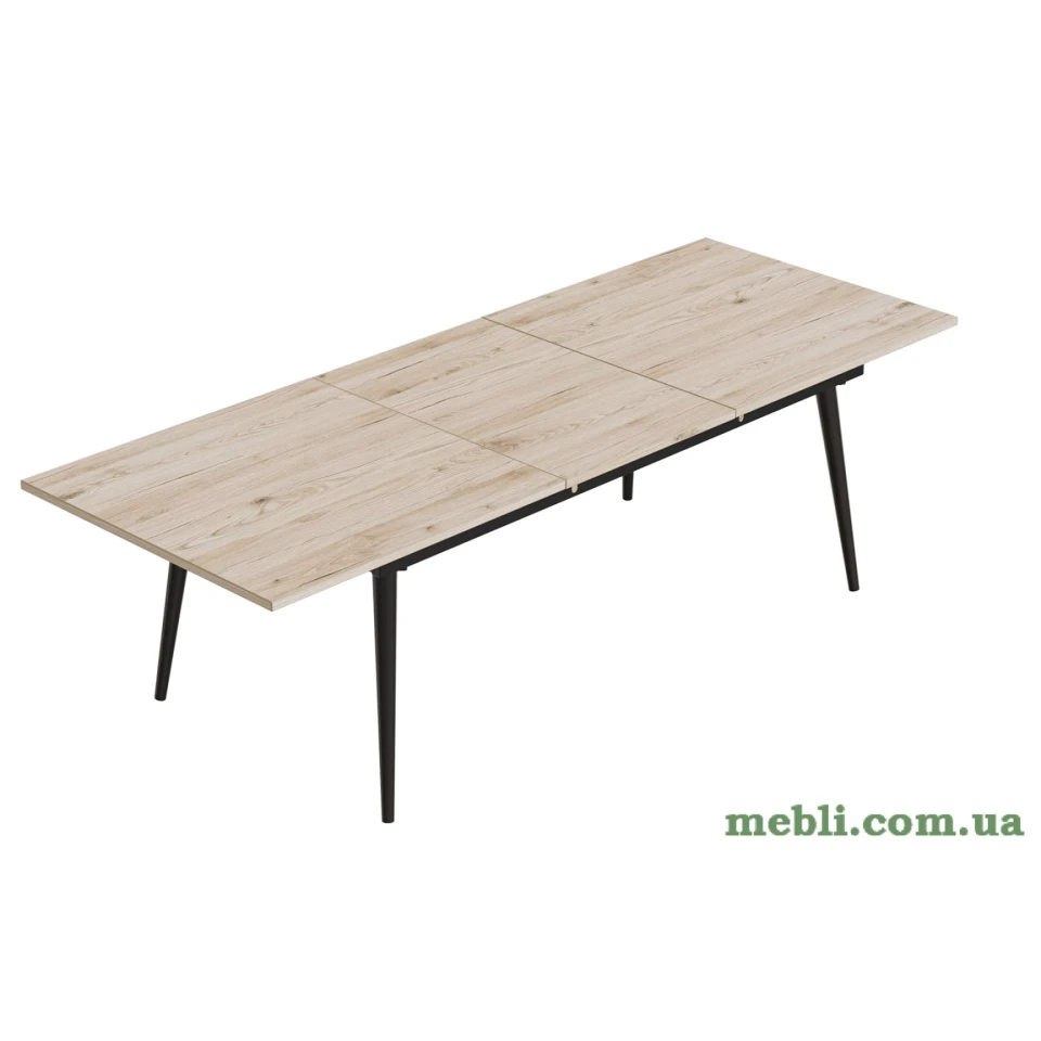 Стіл журнальний трансформер Dandi Small Ferrum-decor 45x120(160)x60 Чорний метал ДСП Дуб Сан-Марино