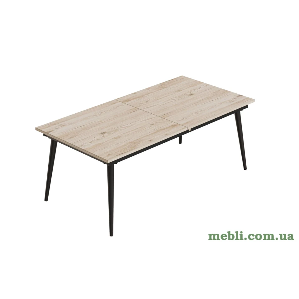 Стіл журнальний трансформер Dandi Small Ferrum-decor 45x120(160)x60 Чорний метал ДСП Дуб Сан-Марино