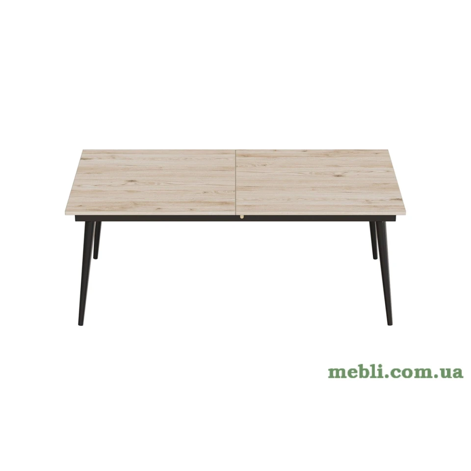 Стіл журнальний трансформер Dandi Small Ferrum-decor 45x120(160)x60 Чорний метал ДСП Дуб Сан-Марино