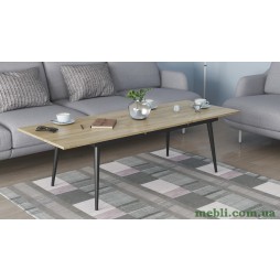 Стіл журнальний трансформер Dandi Small Ferrum-decor 45x120(160)x60 Чорний метал ДСП Дуб Сонома