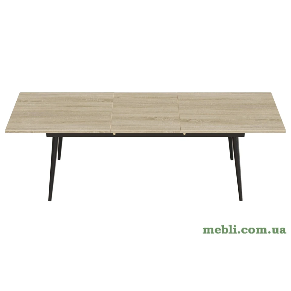 Стіл журнальний трансформер Dandi Small Ferrum-decor 45x120(160)x60 Чорний метал ДСП Дуб Сонома