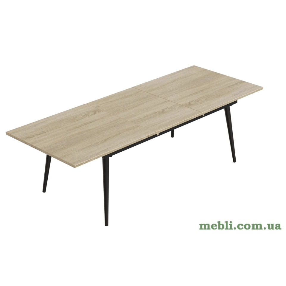 Стіл журнальний трансформер Dandi Small Ferrum-decor 45x120(160)x60 Чорний метал ДСП Дуб Сонома
