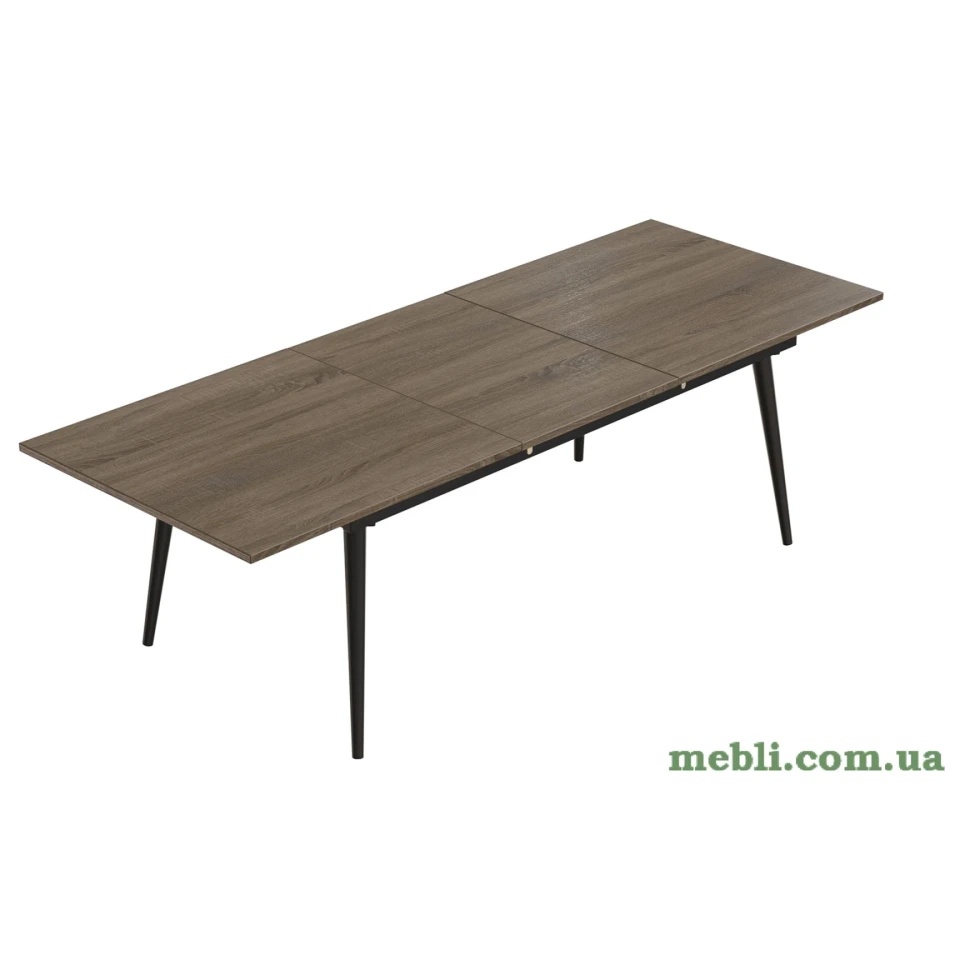 Стіл журнальний трансформер Dandi Small Ferrum-decor 45x120(160)x60 Чорний метал ДСП Дуб Сонома Трюфель