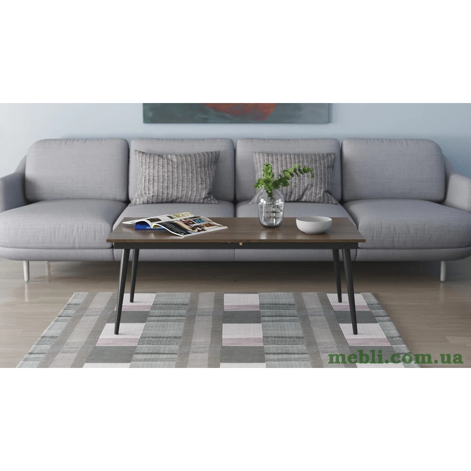 Стіл журнальний трансформер Dandi Small Ferrum-decor 45x120(160)x60 Чорний метал ДСП Дуб Сонома Трюфель