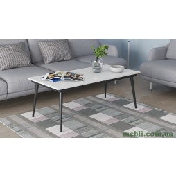 Стіл журнальний трансформер Dandi Small Ferrum-decor 45x120(160)x70 Чорний метал ДСП Білий