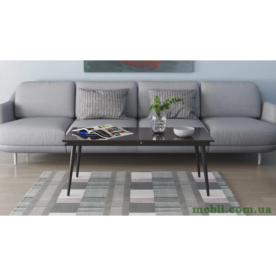 Стіл журнальний трансформер Dandi Small Ferrum-decor 45x120(160)x70 Чорний метал ДСП Венге Магія