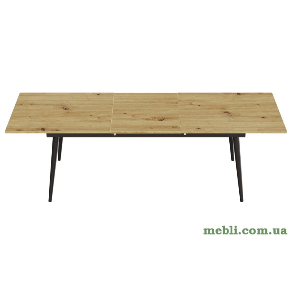 Стіл журнальний трансформер Dandi Small Ferrum-decor 45x120(160)x70 Чорний метал ДСП Дуб Артизан