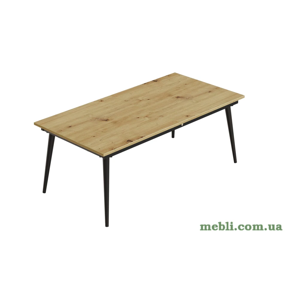 Стіл журнальний трансформер Dandi Small Ferrum-decor 45x120(160)x70 Чорний метал ДСП Дуб Артизан