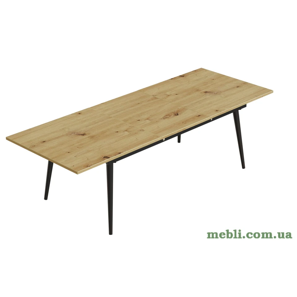 Стіл журнальний трансформер Dandi Small Ferrum-decor 45x120(160)x70 Чорний метал ДСП Дуб Артизан
