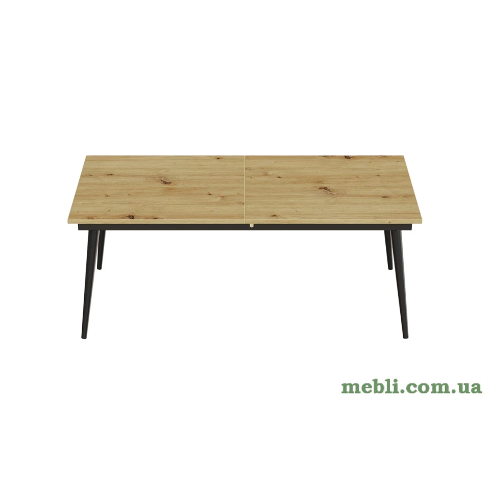 Стіл журнальний трансформер Dandi Small Ferrum-decor 45x120(160)x70 Чорний метал ДСП Дуб Артизан