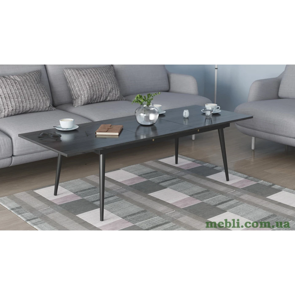 Стіл журнальний трансформер Dandi Small Ferrum-decor 45x120(160)x70 Чорний метал ДСП Сосна Кембра