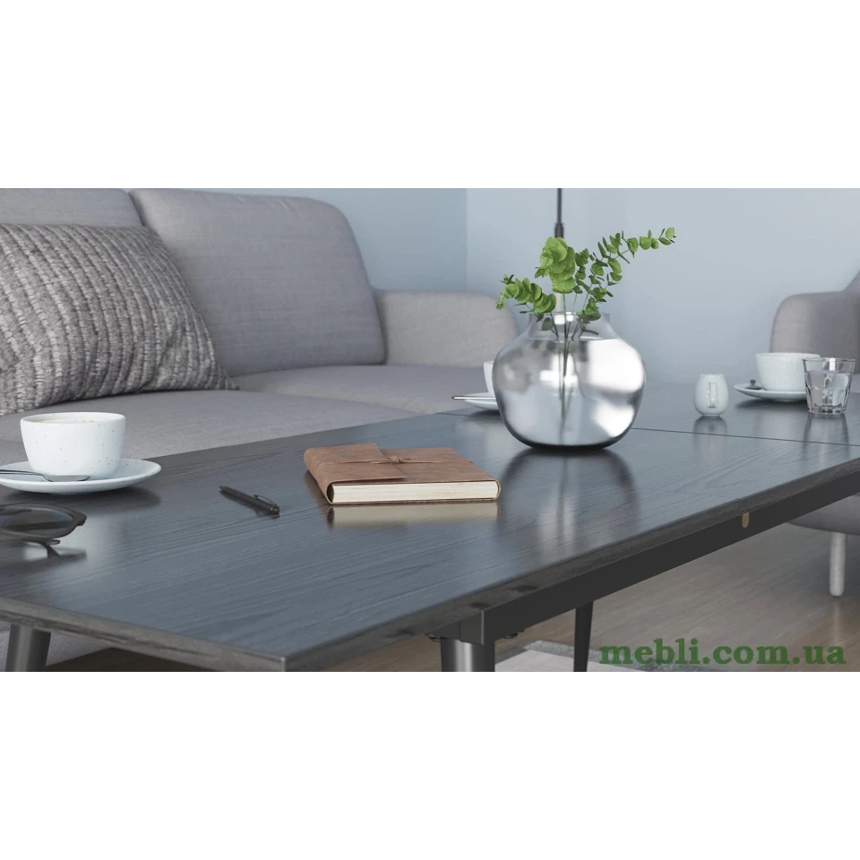 Стіл журнальний трансформер Dandi Small Ferrum-decor 45x120(160)x70 Чорний метал ДСП Сосна Кембра