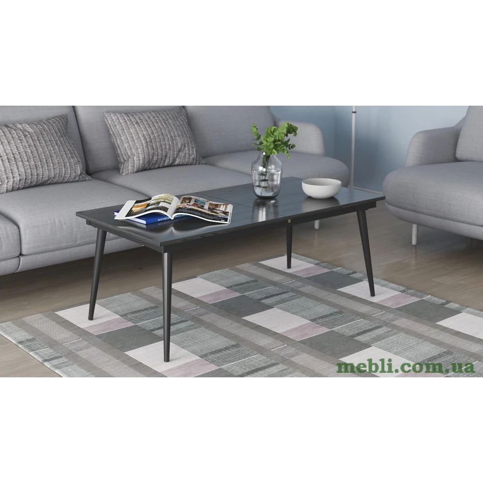 Стіл журнальний трансформер Dandi Small Ferrum-decor 45x120(160)x70 Чорний метал ДСП Сосна Кембра