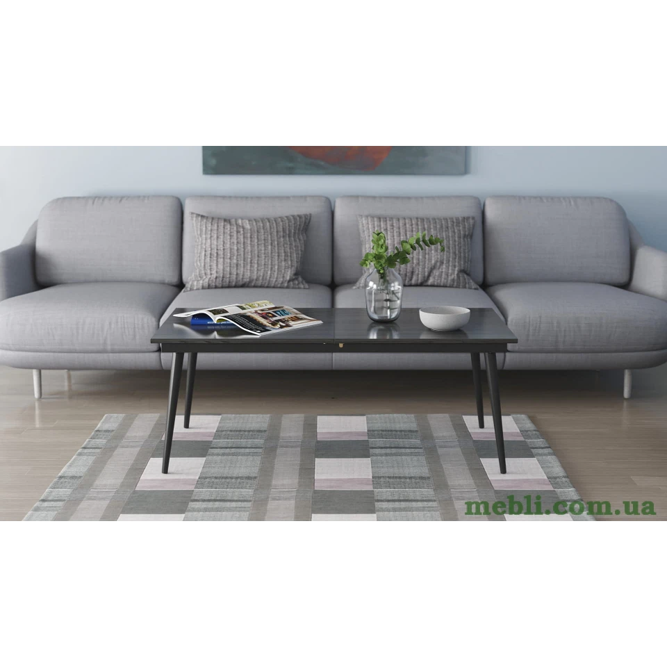 Стіл журнальний трансформер Dandi Small Ferrum-decor 45x120(160)x70 Чорний метал ДСП Сосна Кембра