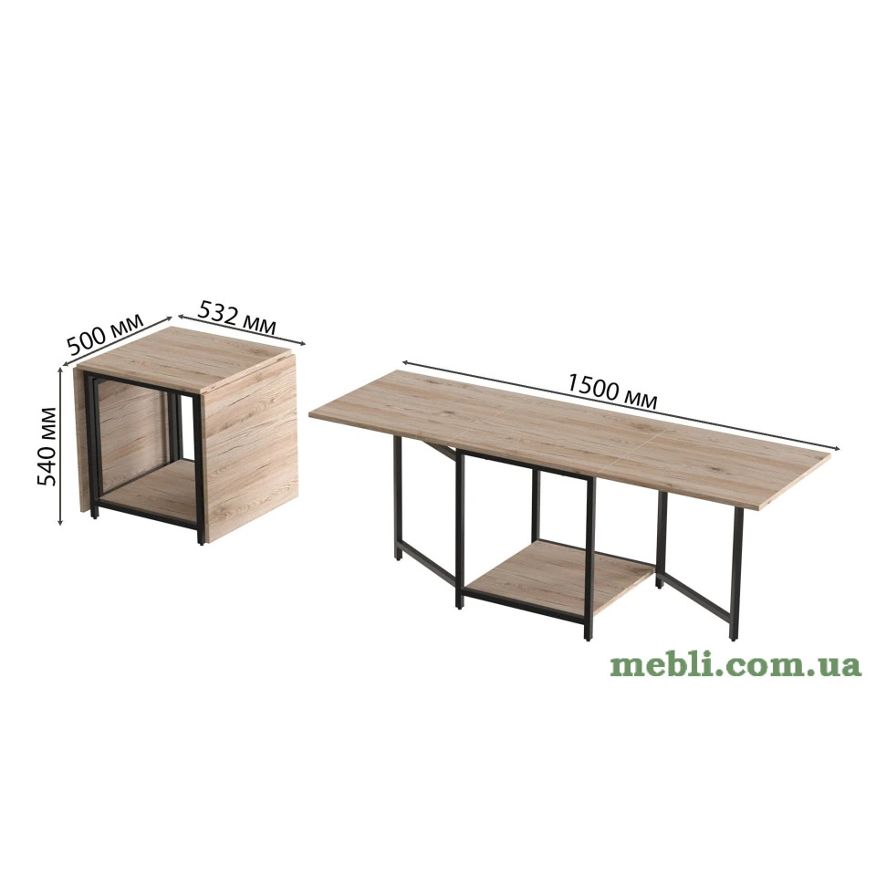 Стіл журнальний трансформер Куб Комбо Ferrum-decor 540x532x500 ДСП Дуб Сан-Марино