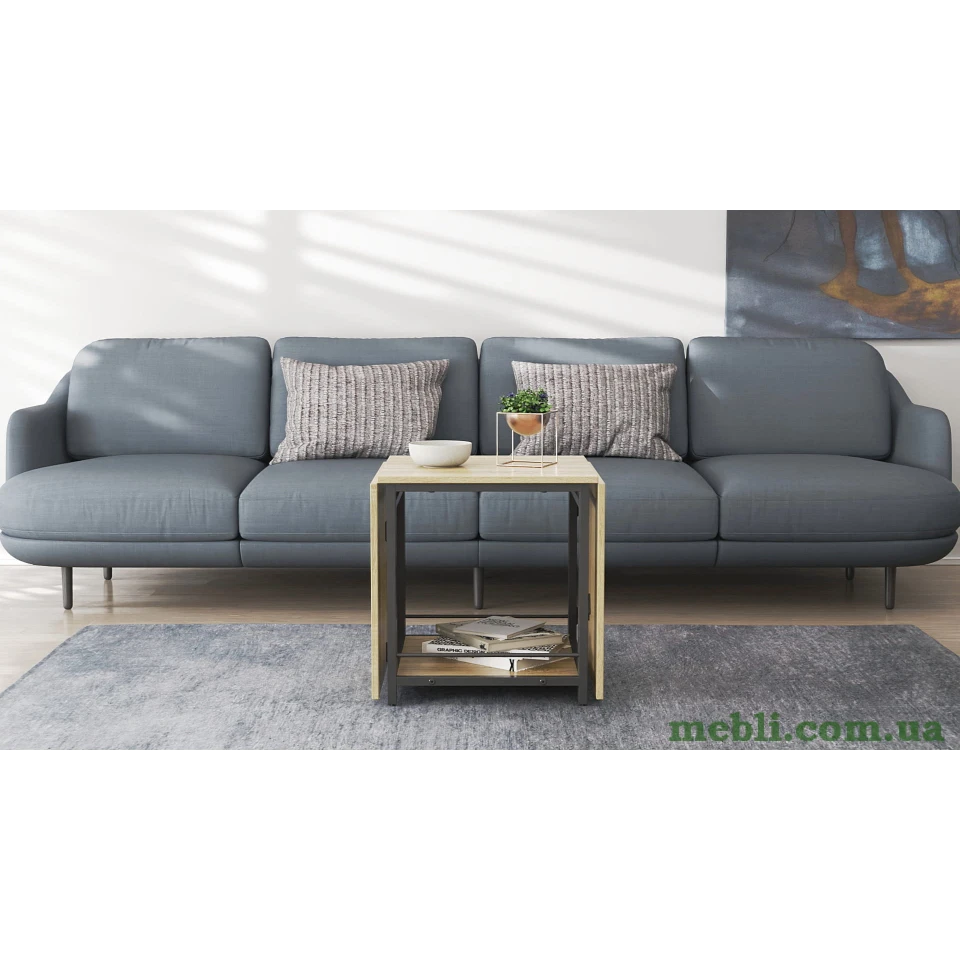 Стіл журнальний трансформер Куб Комбо Ferrum-decor 540x532x500 Чорний метал ДСП - Дуб Сонома
