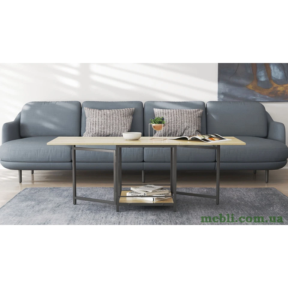 Стіл журнальний трансформер Куб Комбо Ferrum-decor 540x532x500 Чорний метал ДСП - Дуб Сонома