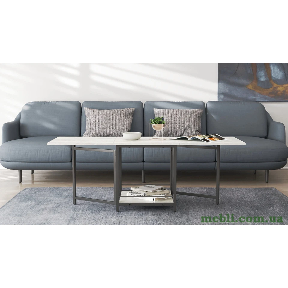 Стіл журнальний трансформер Куб Комбо Ferrum-decor 540x532x500 Чорний метал ДСП Бетон