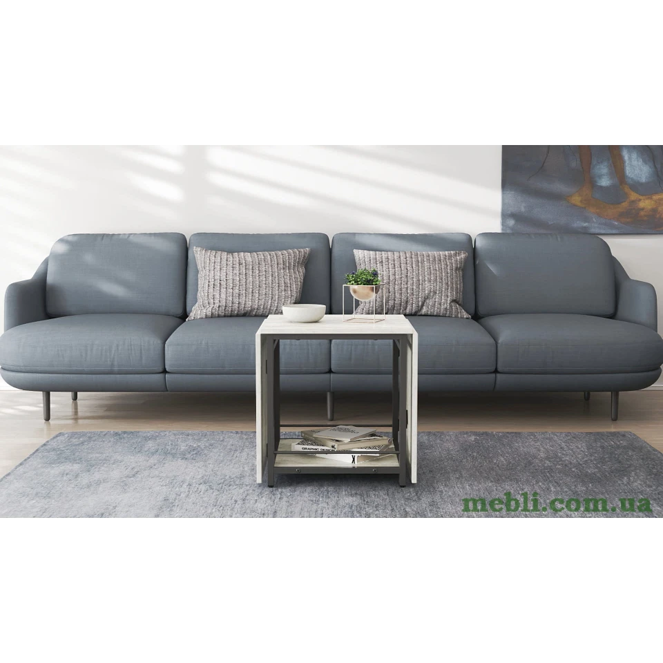 Стіл журнальний трансформер Куб Комбо Ferrum-decor 540x532x500 Чорний метал ДСП Бетон