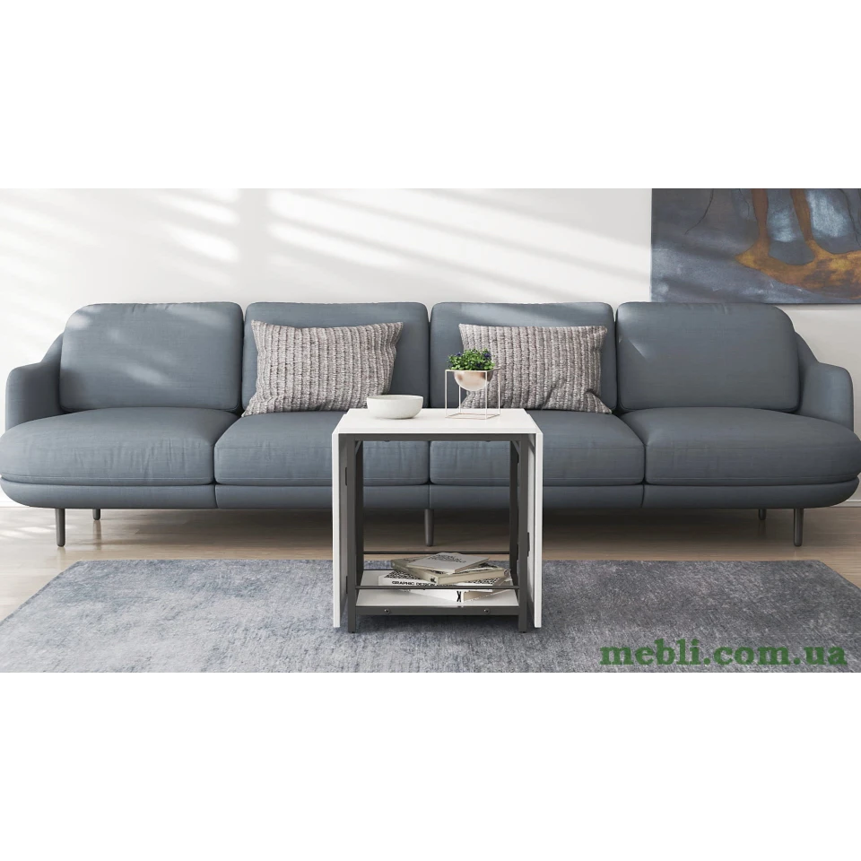 Стіл журнальний трансформер Куб Комбо Ferrum-decor 540x532x500 Чорний метал ДСП Білий