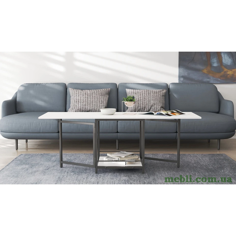 Стіл журнальний трансформер Куб Комбо Ferrum-decor 540x532x500 Чорний метал ДСП Білий