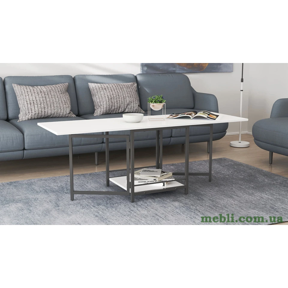 Стіл журнальний трансформер Куб Комбо Ferrum-decor 540x532x500 Чорний метал ДСП Білий