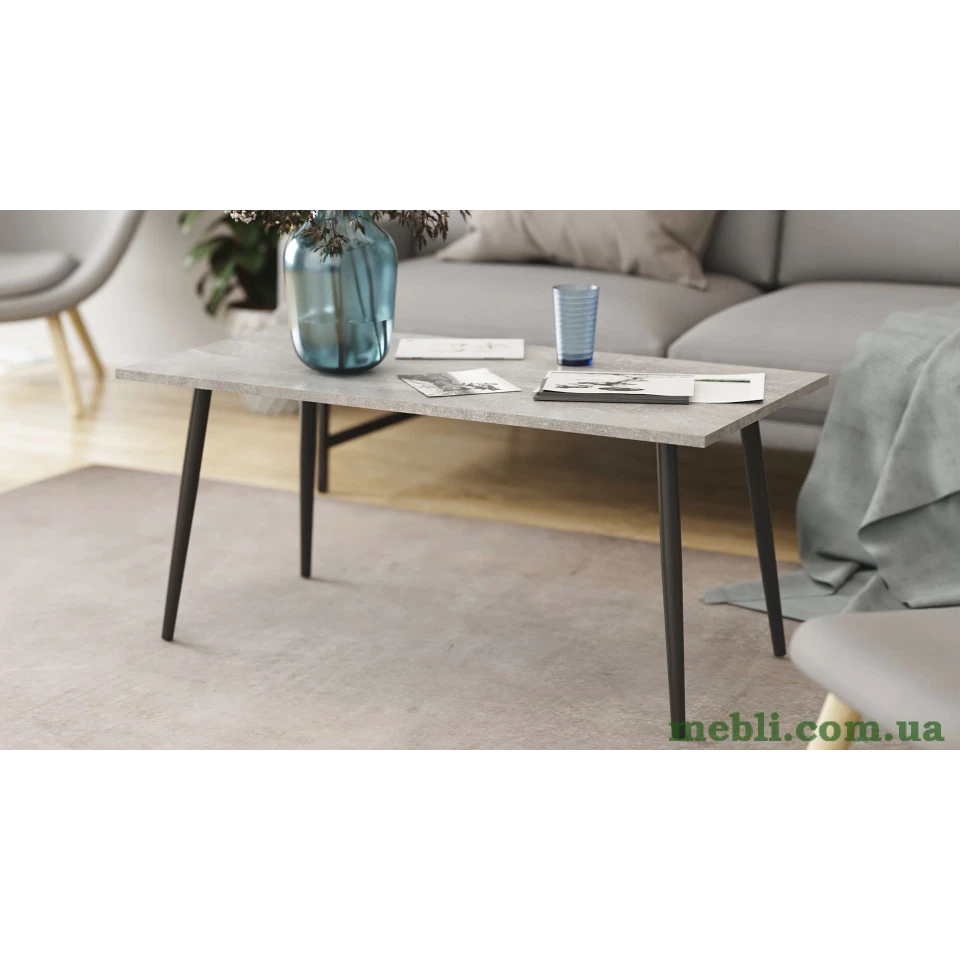 Стіл журнальний Монтана Ferrum-decor 45x100x50 Чорний метал ДСП Бетон