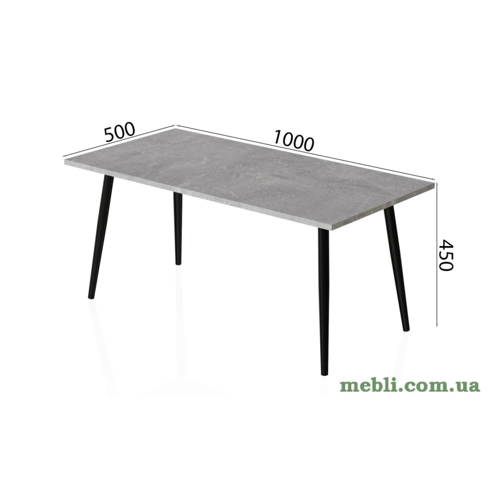 Стіл журнальний Монтана Ferrum-decor 45x100x50 Чорний метал ДСП Бетон