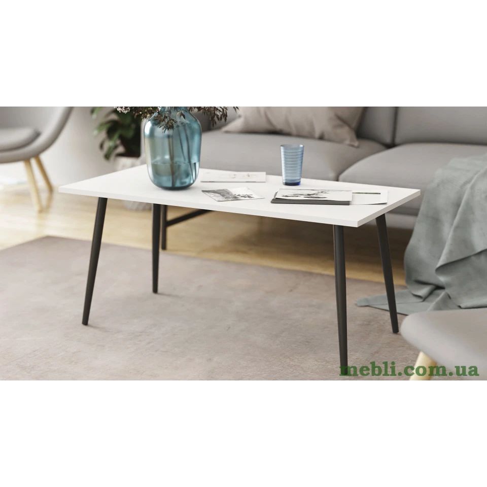 Стіл журнальний Монтана Ferrum-decor 45x100x50 Чорний метал ДСП Білий