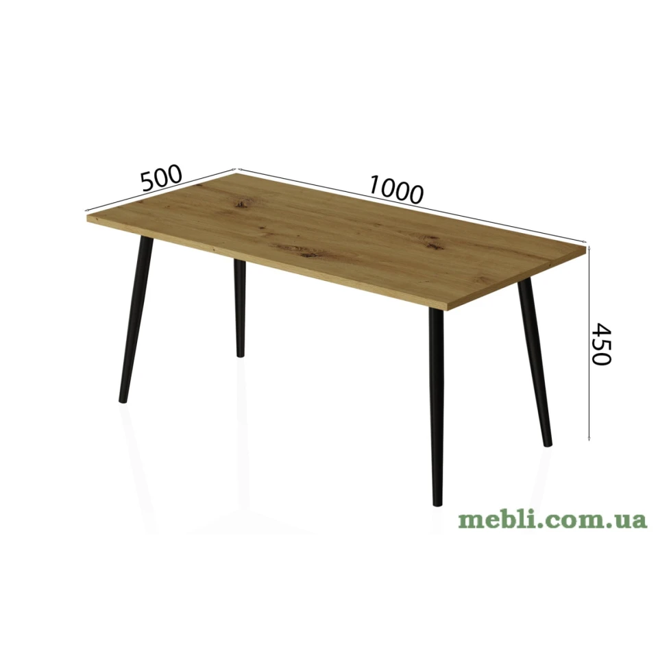 Стіл журнальний Монтана Ferrum-decor 45x100x50 Чорний метал ДСП Дуб Артизан