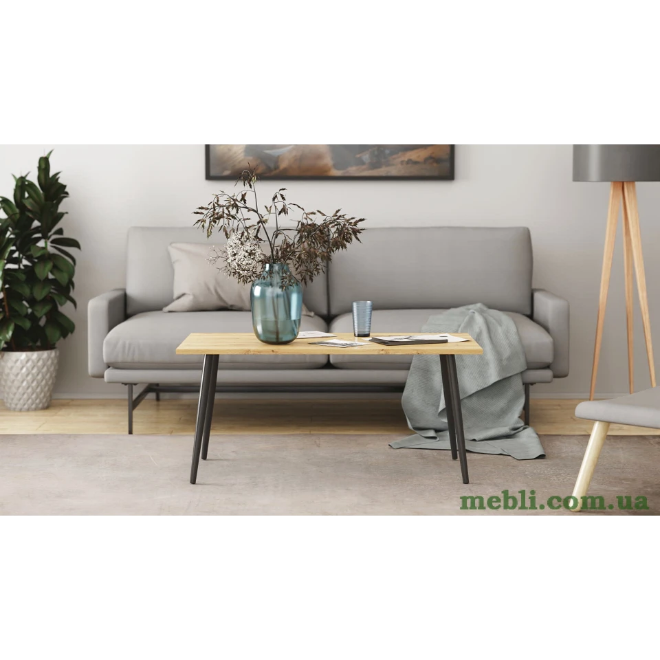 Стіл журнальний Монтана Ferrum-decor 45x100x50 Чорний метал ДСП Дуб Артизан