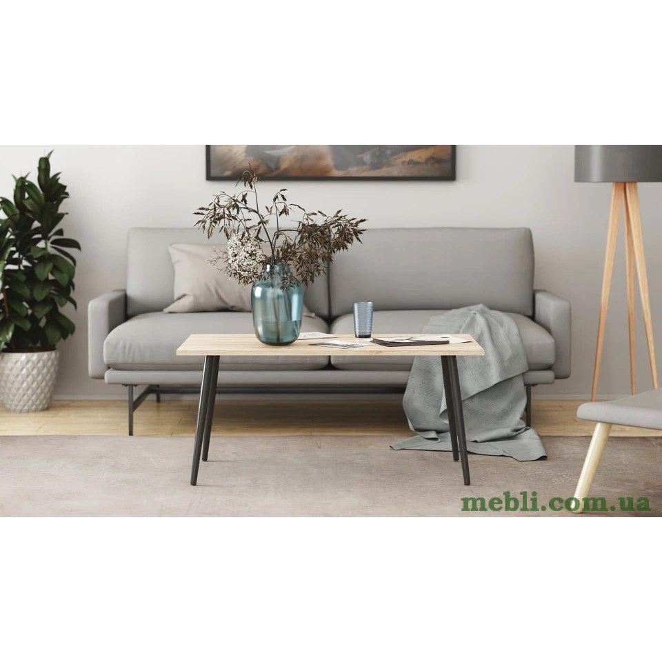 Стіл журнальний Монтана Ferrum-decor 45x100x50 Чорний метал ДСП Дуб Сан-Марино