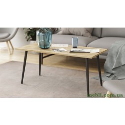 Стіл журнальний Монтана Ferrum-decor 45x100x50 Чорний метал ДСП Дуб Сонома