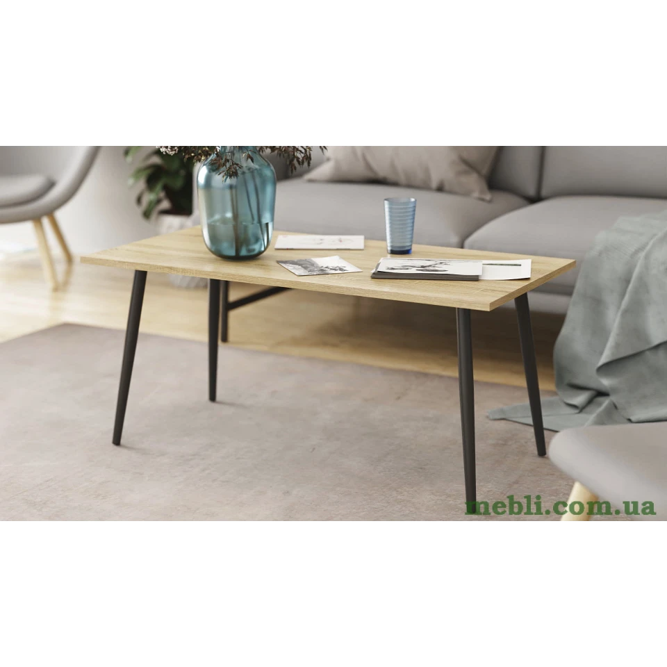 Стіл журнальний Монтана Ferrum-decor 45x100x50 Чорний метал ДСП Дуб Сонома