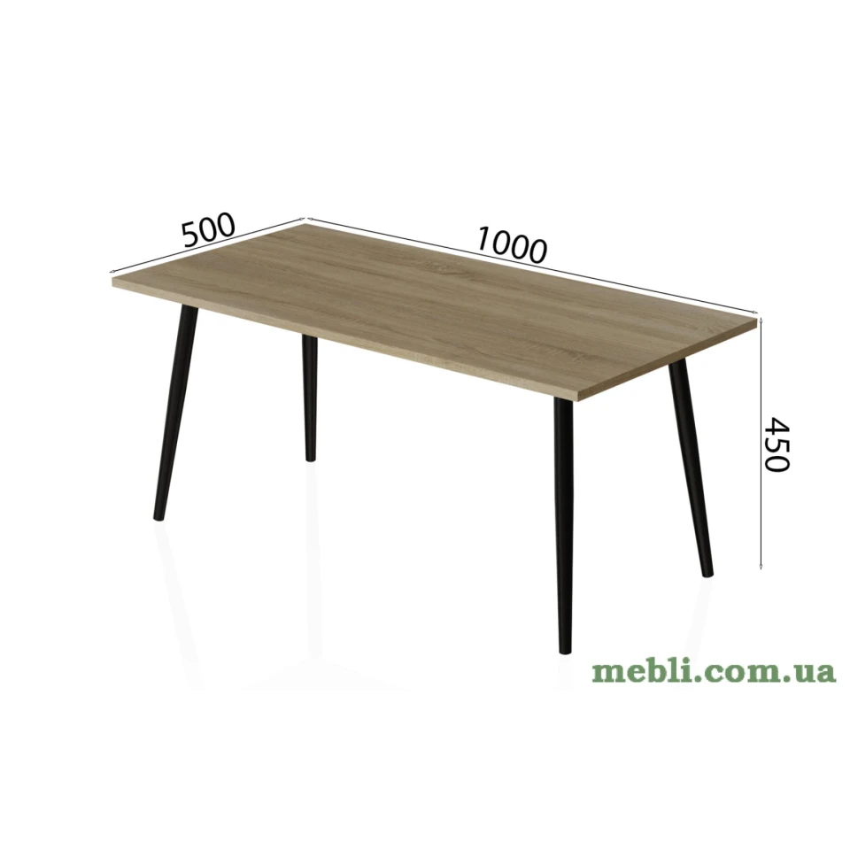 Стіл журнальний Монтана Ferrum-decor 45x100x50 Чорний метал ДСП Дуб Сонома