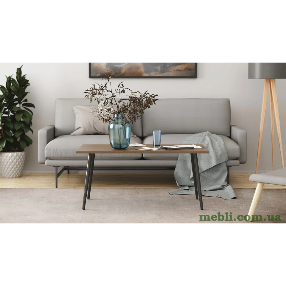 Стіл журнальний Монтана Ferrum-decor 45x100x50 Чорний метал ДСП Дуб Сонома Трюфель