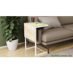 Стіл журнальний приставний Террі Комбо 345x662x440 Білий метал ДСП Дуб Сан-Марино 16мм