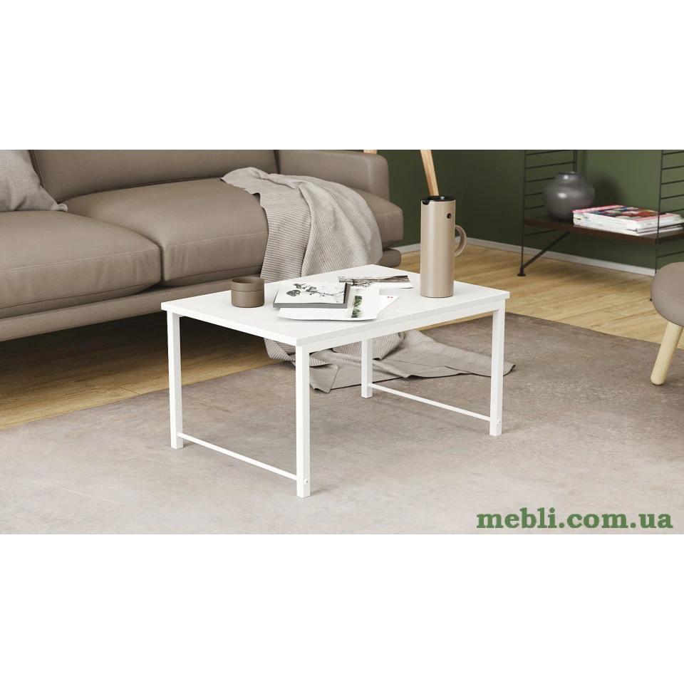 Стіл журнальний приставний Террі Комбо Ferrum-decor 345x662x440 Білий метал ДСП Білий